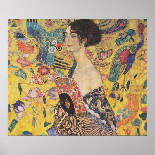 Lady with Fan - Gustav Klimt Poster (Vorne)