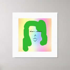 LADY with GREEN HAIR Stretched Canvas Print Leinwanddruck