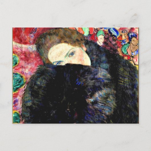 Lady with Muff von Gustav Klimt Postkarte (Vorderseite)