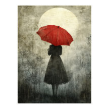Lady with Red Umbrella - Surreal Silhouette Art