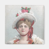 Lady with the Red Rose Hat Magnet (Vorne)