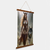 Lady Wolf Dämonin Poster Wandteppich Mit Holzrahmen (Gewinkelt)