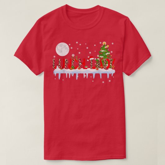 Lady Xmas Tree Light Leopard Weihnachtsmannmütze R T-Shirt (Design vorne)