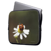 Ladybird auf der Chamomile-Blume Laptopschutzhülle (Vorderseite Links)