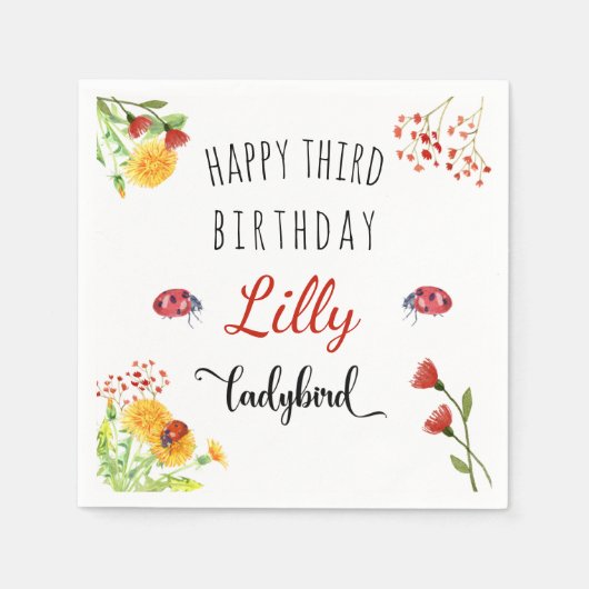 Ladybird Baby Girl Niedlich Frühjahr Sommer Geburt Serviette (Vorderseite)