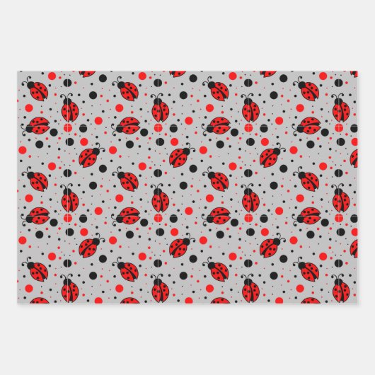 Ladybird Beetles Einzigartiges Schwarzes Tierinsek Geschenkpapier Set (Vorderseite 3)