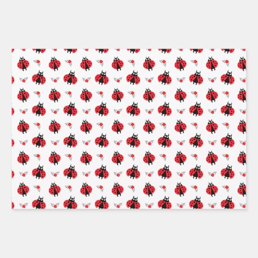 Ladybird Beetles Einzigartiges Schwarzes Tierinsek Geschenkpapier Set (Vorderseite 2)