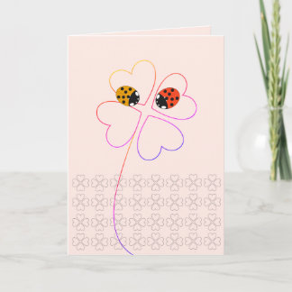 Ladybird Heart Clover Pink Herzlichen Glückwunsch Karte