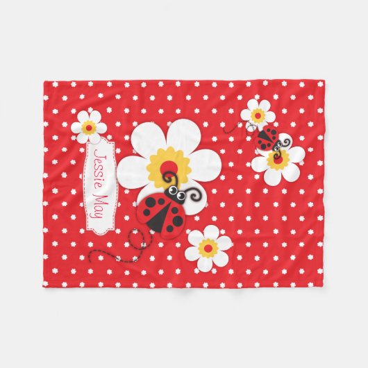 Ladybird Ladybug Blume Decken mit rotem Grafikname (Vorderseite (Horizontal))