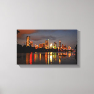 Ladybird Lake Austin Texas Night Skyline Leinwanddruck