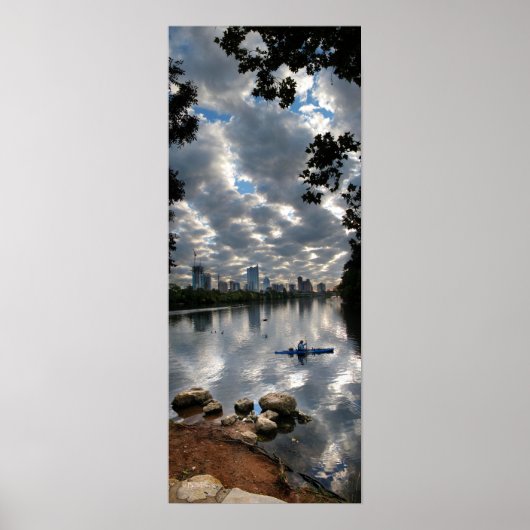 Ladybird Lake Kayak - Skyline - Austin Texas Poster (Vorne)