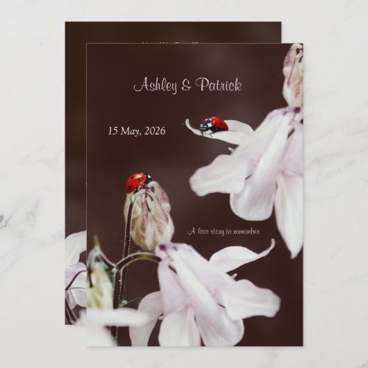 Ladybird Liebe Hochzeit Einladung (Vorne/Hinten)