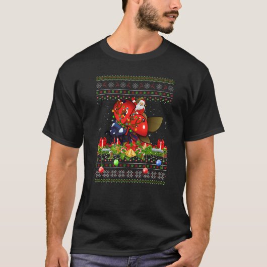 Ladybird Ugly Santa Riding Ladybird Christmas T-Shirt (Vorderseite)