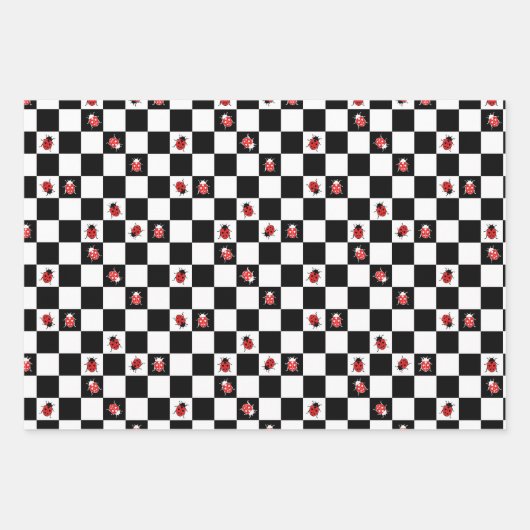 Ladybirds auf dem Schachbrett Geschenkpapier Set (Vorderseite 3)