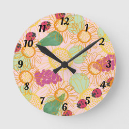 Ladybirds & Fruit Garden Wall Clock Runde Wanduhr