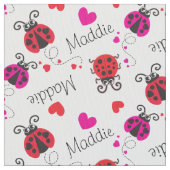 Ladybirds Ladybug Rosa individuelle Name Muster Stoff (Nahaufnahme)