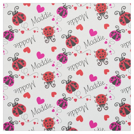 Ladybirds Ladybug Rosa individuelle Name Muster Stoff (Muster)