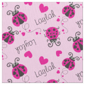 Ladybirds Ladybug Rosa individuelle Name Muster Stoff (Nahaufnahme)