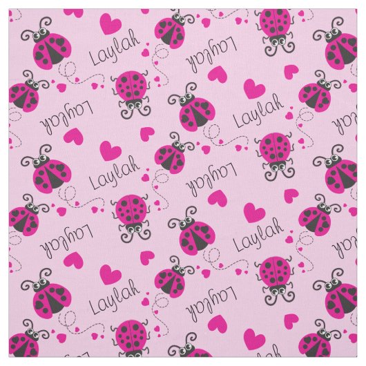 Ladybirds Ladybug Rosa individuelle Name Muster Stoff (Muster)