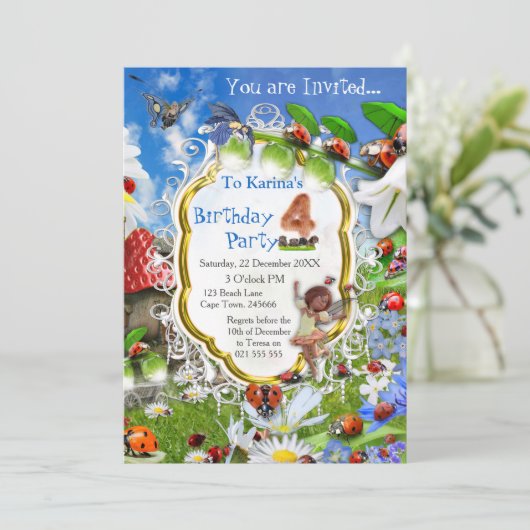 LADYBIRDS UND BUTTERFLIS EINLADUNG (Stehend Vorderseite)