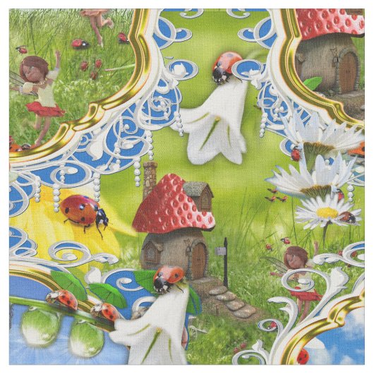 LADYBIRDS UND BUTTERFLIS FABRIC STOFF (Nahaufnahme)