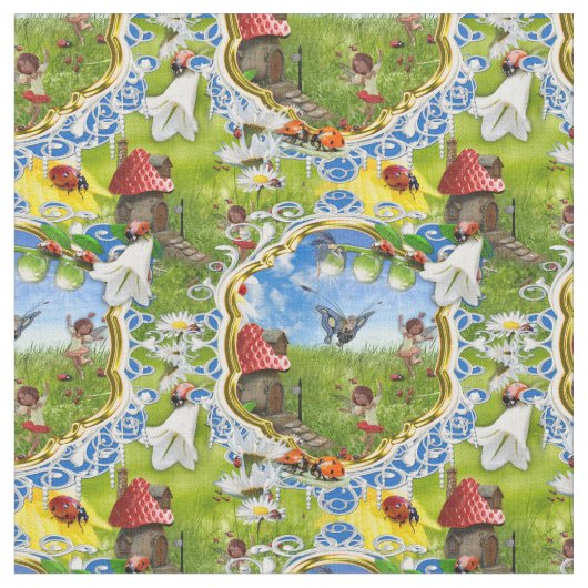 LADYBIRDS UND BUTTERFLIS STOFF (Nahaufnahme)