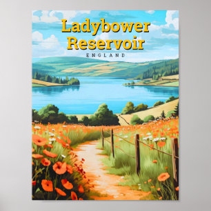 Ladybower Reservoir Derbyshire England Reise Poster