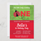 Ladybug 1. Geburtstag Einladung mit Bild (Vorderseite)