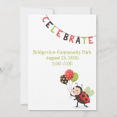 Ladybug 1st Birthday Floral Einladung (Rückseite)