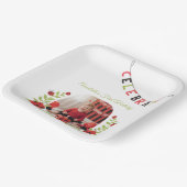 Ladybug 1st Birthday Floral Pappteller (Gewinkelt)