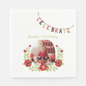 Ladybug 1st Birthday Floral Serviette (Vorderseite)