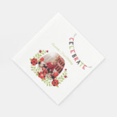  Ladybug 1st Birthday Floral Serviette (Ecke)