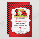 Ladybug 1st Birthday Invitations Girl Einladung (Vorne/Hinten)