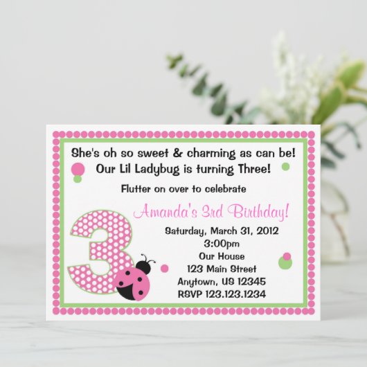 Ladybug 3 einladung (Stehend Vorderseite)