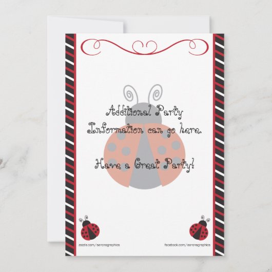 Ladybug 3. Geburtstag Einladungen (Rückseite)