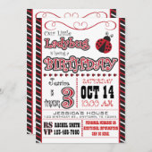 Ladybug 3. Geburtstag Einladungen (Vorne/Hinten)