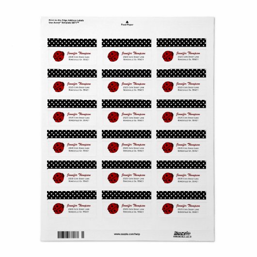 Ladybug Address Labels Adressaufkleber (Vorne)