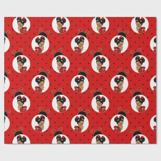 Ladybug African American Baby Girl Red & Black Geschenkpapier (Flach)