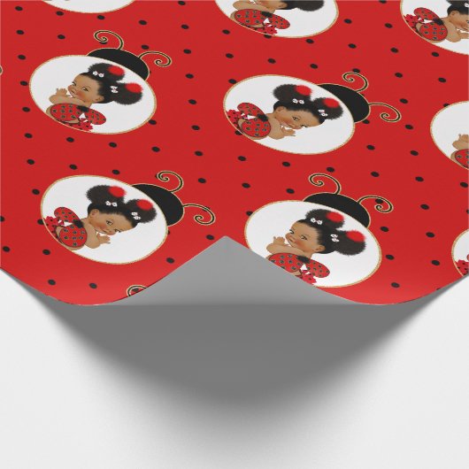 Ladybug African American Baby Girl Red & Black Geschenkpapier (Ecke)