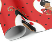 Ladybug African American Baby Girl Red & Black Geschenkpapier (Rolleneckpunkt)