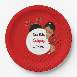 Ladybug African American Baby Girl Red & Black Pappteller