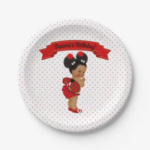 Ladybug African American Baby Girl Red Dots Pappteller