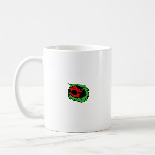 Ladybug am grünen Leaf Mini lächeln - Kaffeetasse (Links)