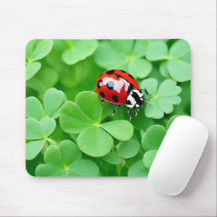 Ladybug an vierblättrigen Clovers Mousepad