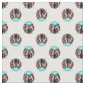 Ladybug Aquamarin Floral Chintz Muster Stoff (Nahaufnahme)