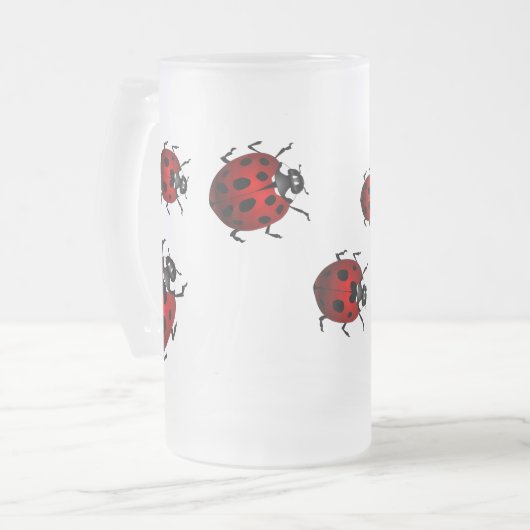 Ladybug Art Beer Mug Beer Glass Ladybug Cups Mattglas Bierglas (Vorderseite Links)