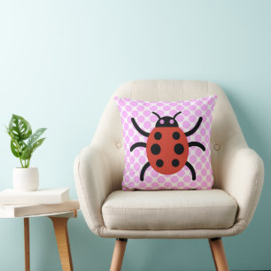 Ladybug Art Polka Dot Pink Throw Kissen