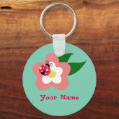 Ladybug auf Blume Schlüsselanhänger (Vorderseite)