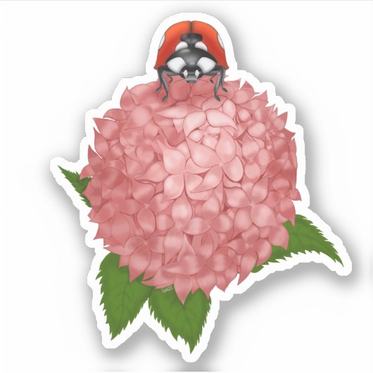 Ladybug auf Blume Vinyl Stickers Aufkleber (Vorderseite)