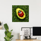 Ladybug auf dem Gras Poster (Heimbüro)